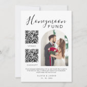 Invitation Lune de miel Mariage Signé QR Code Venmo & Cash (Devant)