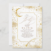 Invitation Lune de nuit étoilée Baby shower céleste mystique (Devant)