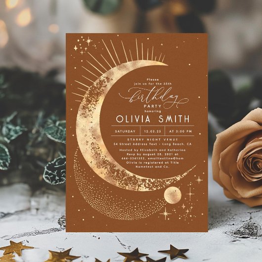 Invitation Lune de nuit étoilée Mystique Anniversaire céleste