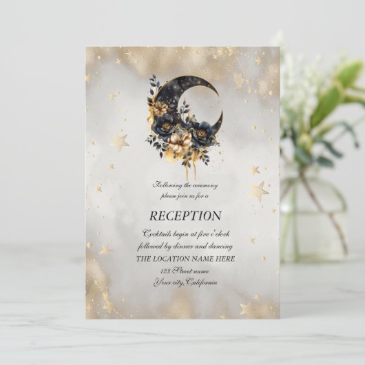 Invitation Lune des étoiles d'or céleste (Debout devant)