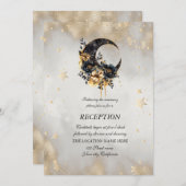 Invitation Lune des étoiles d'or céleste (Devant / Derrière)