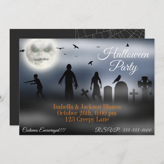 Invitation Lune des zombies (Devant / Derrière)