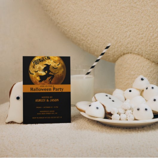 Invitation Lune d'Halloween adulte