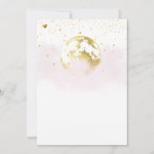 Invitation Lune d'or rose et étoiles Baby shower céleste (Dos)
