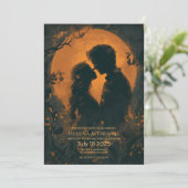 Invitation lune dorée romantique (Debout devant)