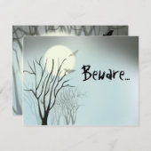 Invitation Lune Éffrayante d'Halloween (Devant / Derrière)