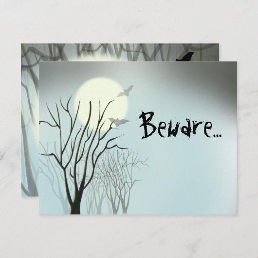 Invitation Lune Éffrayante d'Halloween (Devant / Derrière)