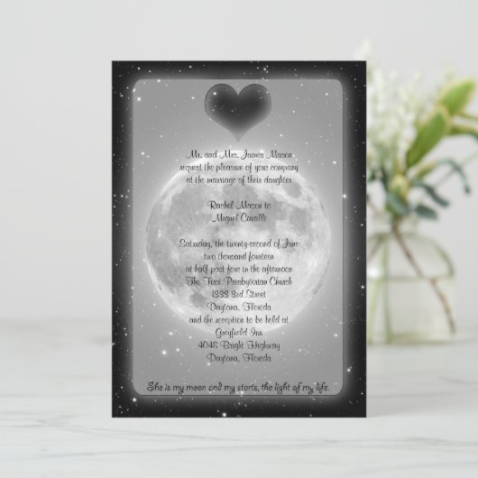 Invitation Lune et étoiles (Debout devant)