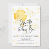 Invitation Lune et étoiles 1er anniversaire (Devant)