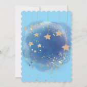 Invitation Lune Et Étoiles Aquarelle Bleu Foncé Abstrait (Dos)