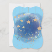 Invitation Lune Et Étoiles Aquarelle Bleu Foncé Or Abstrait (Dos)