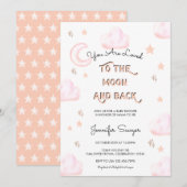 Invitation Lune et étoiles | Baby shower Aquarelle moderne (Devant / Derrière)