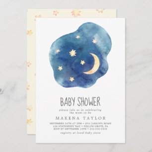 Invitation Lune et étoiles Baby shower neutre de genre