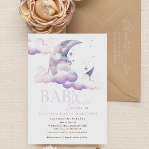 Invitation Lune et étoiles Baby shower neutre de genre