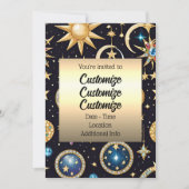 Invitation Lune Et Étoiles Céleste (Devant)