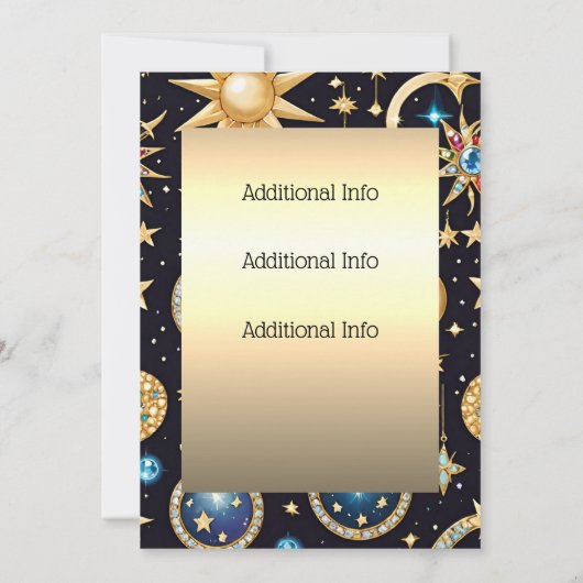 Invitation Lune Et Étoiles Céleste (Dos)