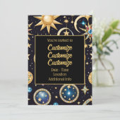 Invitation Lune Et Étoiles Céleste 2 (Debout devant)