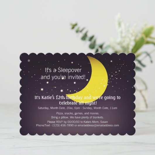 Invitation Lune et étoiles de Sleepover (Debout devant)