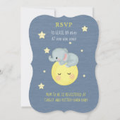 Invitation Lune et étoiles Eléphant Bleu Bébé Bébé Douche gar (Dos)