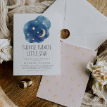 Invitation Lune et étoiles Fille Twinkle Twinkle Little Star<br><div class="desc">Cette petite invitation à la petite étoile de lune et d'étoiles scintillante est parfaite pour un baby shower simple. Le design moderne et fantaisiste présente une forme marine bleu aquarelle nuage avec un quart de lune jaune et étoiles et dit "scintille scintille petite étoile".</div>