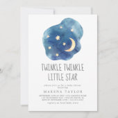 Invitation Lune et étoiles Fille Twinkle Twinkle Little Star (Devant)
