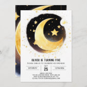 Invitation Lune et étoiles Magique Anniversaire (Devant / Derrière)