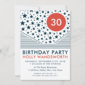 Invitation Lune et étoiles, Orange de Sang, Anniversaire (Devant)