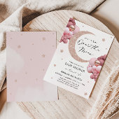 Invitation Lune Et Étoiles Rose Sur Le Baby shower Lune