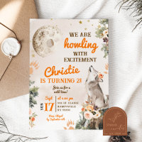 Lune et loup Howling Anniversaire fille