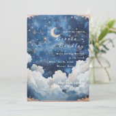Invitation Lune et Nuage Bleu Foncé Mariage Céleste (Debout devant)