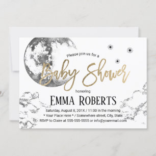 Invitation Lune et Twinkle Twinkle Little Stars Baby shower