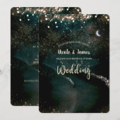 Invitation Lune étoilée scintillante enchantée dans le ciel d (Devant / Derrière)