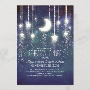 Invitation Lune Étoiles et lumières à cordes Dîner de répétit