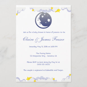 Invitation Lune, étoiles et nuages Baby shower