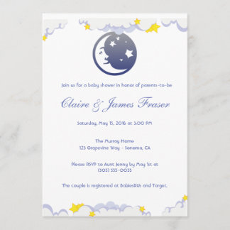 Invitation Lune, étoiles et nuages Baby shower