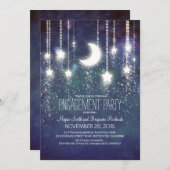 Invitation Lune Étoiles et voyants à cordes (Devant / Derrière)