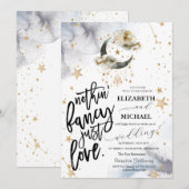 Invitation Lune Étoiles Or Céleste Mariage (Devant / Derrière)