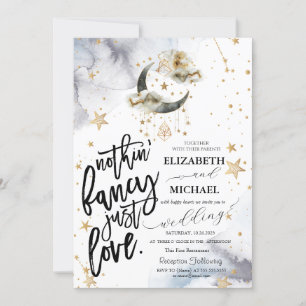 Invitation Lune Étoiles Or Céleste Mariage