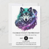 Invitation Lune Galaxy Wolf Anniversaire (Devant)