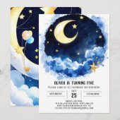 Invitation Lune Magie Enfants Espace Anniversaire (Devant / Derrière)