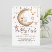 Invitation Lune Magique Et Étoiles Anniversaire (Debout devant)