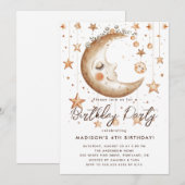 Invitation Lune Magique Et Étoiles Anniversaire (Devant / Derrière)