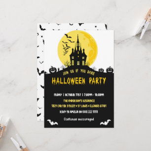 Invitation Lune Maison hantée Éffrayante Halloween Party