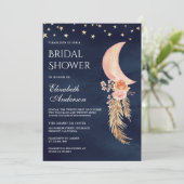 Invitation Lune montante florale terreuse navale pour la douc (Debout devant)
