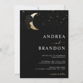 Invitation Lune mystique céleste d'or en un seul Mariage (Devant)