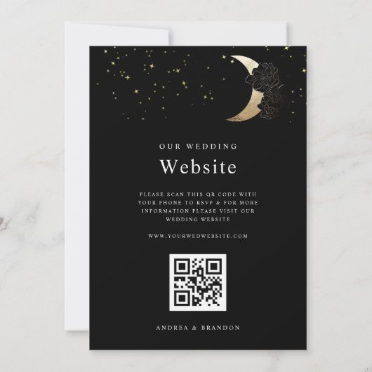 Invitation Lune mystique céleste d'or en un seul Mariage (Dos)