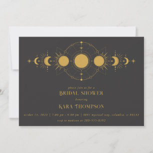 Invitation Lune mystique d'or Fête des mariées céleste modern
