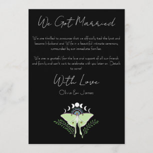 Invitation Lune Mystique Noire Boho Papillon de Nuit Phases L