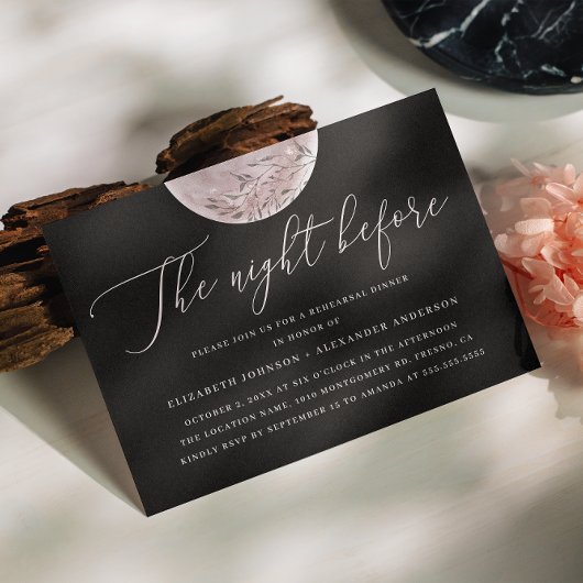 Invitation Lune noire et blanche | Dîner de répétition célest