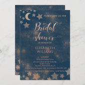 Invitation Lune romantique céleste et calligraphie étoiles (Devant / Derrière)